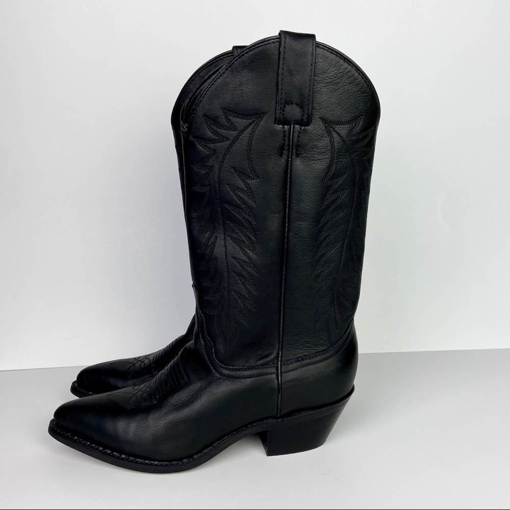 Justin Womens Black Leather Western Boot 6 B - Picture 9 of 16